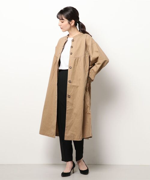 ehka sopo（エヘカソポ）の「キルトステッチコート（ノーカラーコート・レディース・ベージュ/ミント/チャコール・ﾌﾘ-）」の9枚目の写真