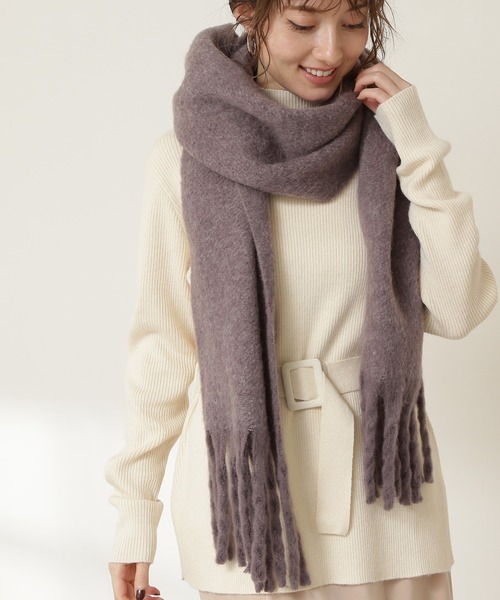 N.（N. Natural Beauty Basic）（エヌエヌナチュラルビューティーベーシック）の「◆フリンジストール（ストール/ショール・レディース・オフホワイト/パープル/ピンク・ﾌﾘ-）」の3枚目の写真