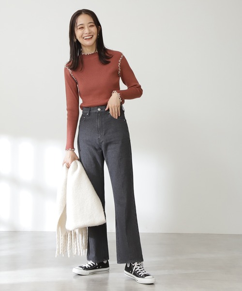 N.（N. Natural Beauty Basic）（エヌエヌナチュラルビューティーベーシック）の「◆フリンジストール（ストール/ショール・レディース・オフホワイト/パープル/ピンク・ﾌﾘ-）」の5枚目の写真