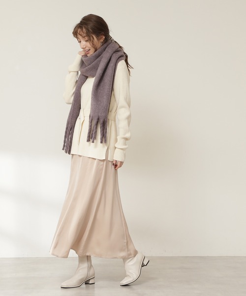 N.（N. Natural Beauty Basic）（エヌエヌナチュラルビューティーベーシック）の「◆フリンジストール（ストール/ショール・レディース・オフホワイト/パープル/ピンク・ﾌﾘ-）」の4枚目の写真