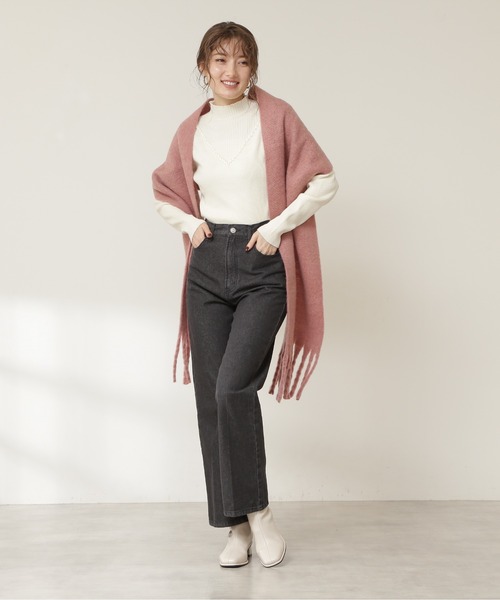 N.（N. Natural Beauty Basic）（エヌエヌナチュラルビューティーベーシック）の「◆フリンジストール（ストール/ショール・レディース・オフホワイト/パープル/ピンク・ﾌﾘ-）」の6枚目の写真