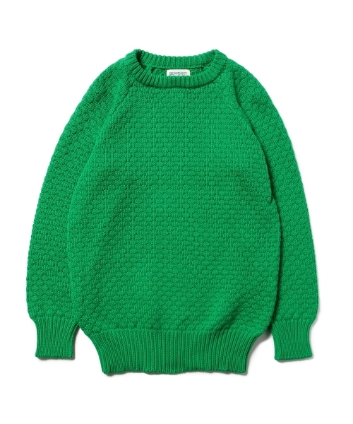 BEAMS BOY(ビームスボーイ)の「BEAMS BOY / 3ゲージ ラーベン編み クルー(ニット/セーター・レディース・ナチュラル/レッド系その他/グリーン・ONE SIZE)」の3枚目の写真