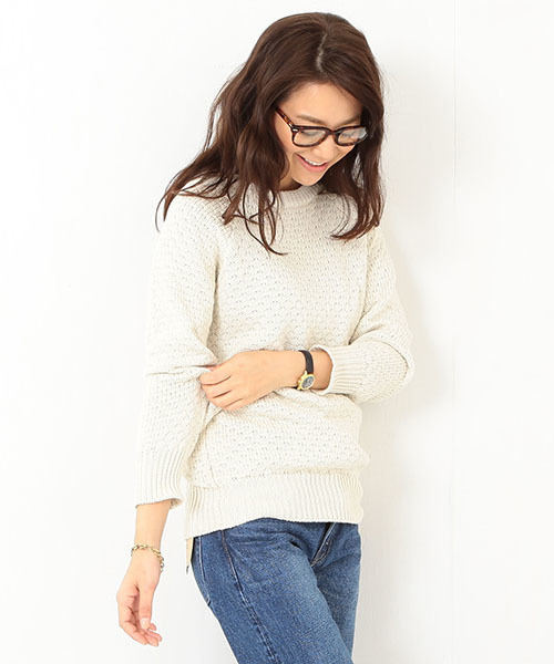 BEAMS BOY(ビームスボーイ)の「BEAMS BOY / 3ゲージ ラーベン編み クルー(ニット/セーター・レディース・ナチュラル/レッド系その他/グリーン・ONE SIZE)」の15枚目の写真