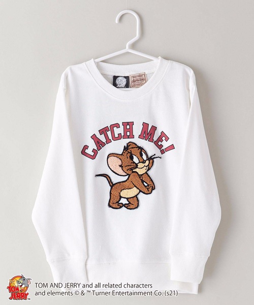 Tom＆Jerry（トムアンドジェリー）の「【TOM and JERRY/トムとジェリー】 裏毛スウェット トレーナー KIDS（キッズ）（スウェット・キッズ・オフホワイト/オリーブ/ベージュ/スミクロ・110/120/130/140/150）」の2枚目の写真