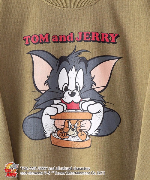 Tom＆Jerry（トムアンドジェリー）の「【TOM and JERRY/トムとジェリー】 裏毛スウェット トレーナー KIDS（キッズ）（スウェット・キッズ・オフホワイト/オリーブ/ベージュ/スミクロ・110/120/130/140/150）」の7枚目の写真
