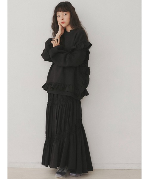 merry jenny（メリージェニー）の「ギャザーギャザーアシメロングスカート（スカート・レディース・ブラック/ベージュ/カーキ・FREE）」の22枚目の写真