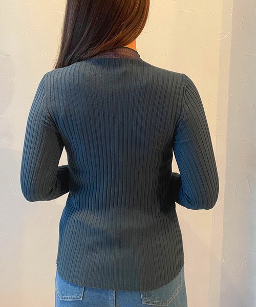 Loco Ocean（ロコオーシャン）の「シアーフリルネック リブ ハイネックニットトップス（ニット/セーター・レディース・ブラック/ベージュ/パープル/オフホワイト/ブルー/アイボリー・FREE）」の14枚目の写真