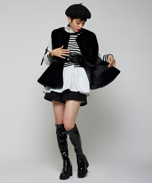 Narcissus（ナルシス）の「【Narcissus】フェイクファージャケット（その他アウター・レディース・グレー/ブラック・FREE）」の3枚目の写真