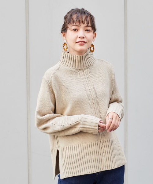 cepo(セポ)の「センターリンキング ハイネックニット(ニット/セーター・レディース・ダークブラウン/ベージュ/ピンク/グリーン・M)」の16枚目の写真