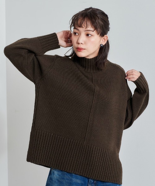 cepo(セポ)の「センターリンキング ハイネックニット(ニット/セーター・レディース・ダークブラウン/ベージュ/ピンク/グリーン・M)」の15枚目の写真