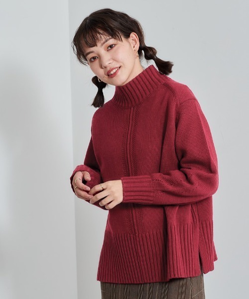 cepo(セポ)の「センターリンキング ハイネックニット(ニット/セーター・レディース・ダークブラウン/ベージュ/ピンク/グリーン・M)」の6枚目の写真