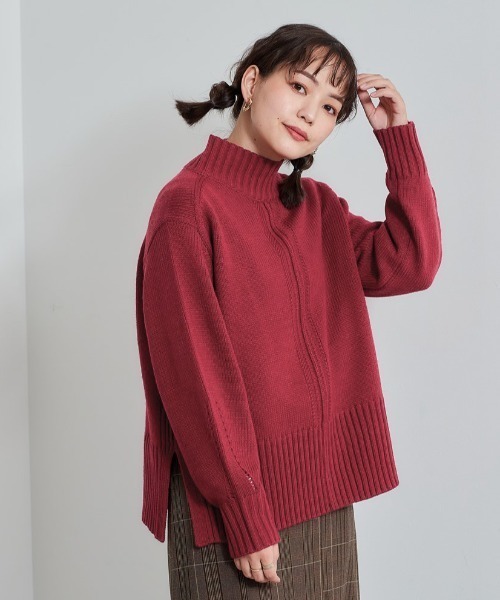 cepo(セポ)の「センターリンキング ハイネックニット(ニット/セーター・レディース・ダークブラウン/ベージュ/ピンク/グリーン・M)」の9枚目の写真