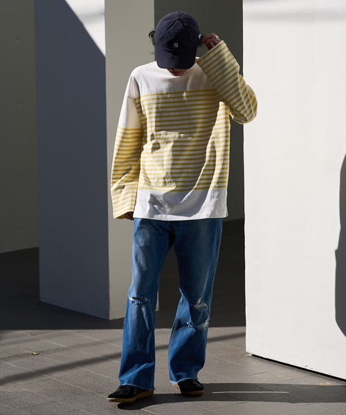 DISCOAT（ディスコート）の「バスクボーダービックロングスリーブ（Tシャツ/カットソー・メンズ・イエロー/ブルー/グリーン・LARGE/MEDIUM）」の4枚目の写真