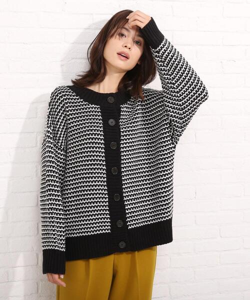 SHOO・LA・RUE（シューラルー）の「◆2WAYリンクス柄クルーカーディガン（カーディガン/ボレロ・レディース・ブラック系4/ライトイエロー系5/ブルー系4・00）」の2枚目の写真