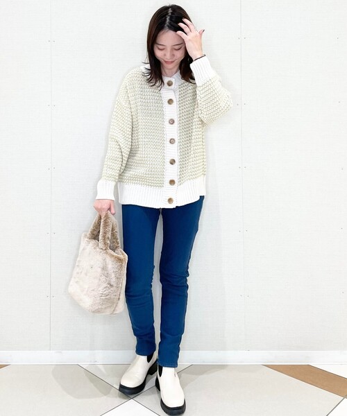 SHOO・LA・RUE（シューラルー）の「◆2WAYリンクス柄クルーカーディガン（カーディガン/ボレロ・レディース・ブラック系4/ライトイエロー系5/ブルー系4・00）」の11枚目の写真