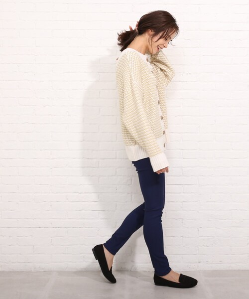 SHOO・LA・RUE（シューラルー）の「◆2WAYリンクス柄クルーカーディガン（カーディガン/ボレロ・レディース・ブラック系4/ライトイエロー系5/ブルー系4・00）」の8枚目の写真