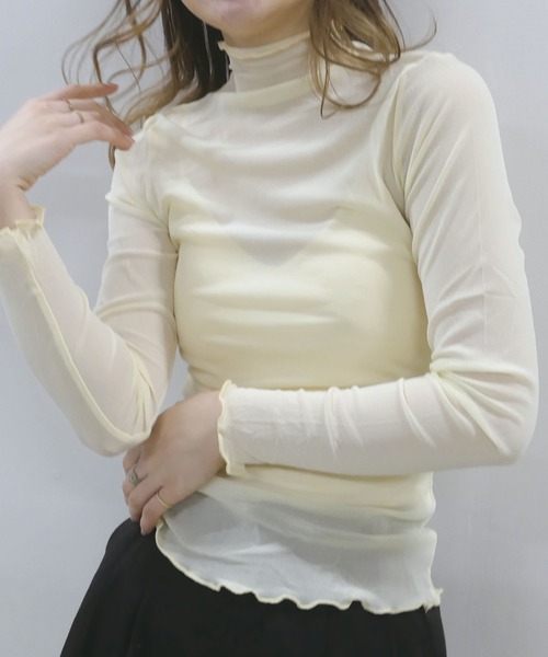 CORNERS(コーナーズ)の「メローハイネックシアートップス(Tシャツ/カットソー・レディース・グレー/ホワイト/モカ/アイボリー/ブラック・M)」の2枚目の写真