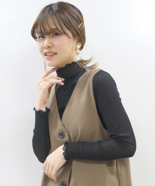 CORNERS(コーナーズ)の「メローハイネックシアートップス(Tシャツ/カットソー・レディース・グレー/ホワイト/モカ/アイボリー/ブラック・M)」の3枚目の写真
