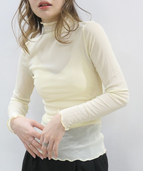 CORNERS(コーナーズ)の「メローハイネックシアートップス(Tシャツ/カットソー・レディース・グレー/ホワイト/モカ/アイボリー/ブラック・M)」の9枚目の写真