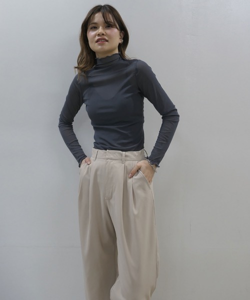 CORNERS(コーナーズ)の「メローハイネックシアートップス(Tシャツ/カットソー・レディース・グレー/ホワイト/モカ/アイボリー/ブラック・M)」の12枚目の写真