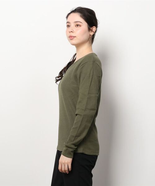 INNOCENT（イノセント）の「『RDS』Vネックワッフルカットソー（Tシャツ/カットソー・レディース・ホワイト/ブラック/ベージュ/ネイビー/カーキ/ライトピンク/グレー・MEDIUM/LARGE/X-LARGE）」の8枚目の写真