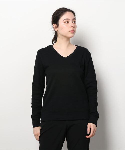 INNOCENT（イノセント）の「『RDS』Vネックワッフルカットソー（Tシャツ/カットソー・レディース・ホワイト/ブラック/ベージュ/ネイビー/カーキ/ライトピンク/グレー・MEDIUM/LARGE/X-LARGE）」の19枚目の写真