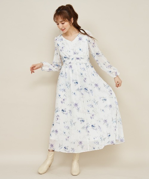WILLSELECTION（ウィルセレクション）の「ボタニカルハイウエストフレアワンピース（ワンピース・レディース・オフホワイト/グリーン/ネイビー・MEDIUM）」の7枚目の写真