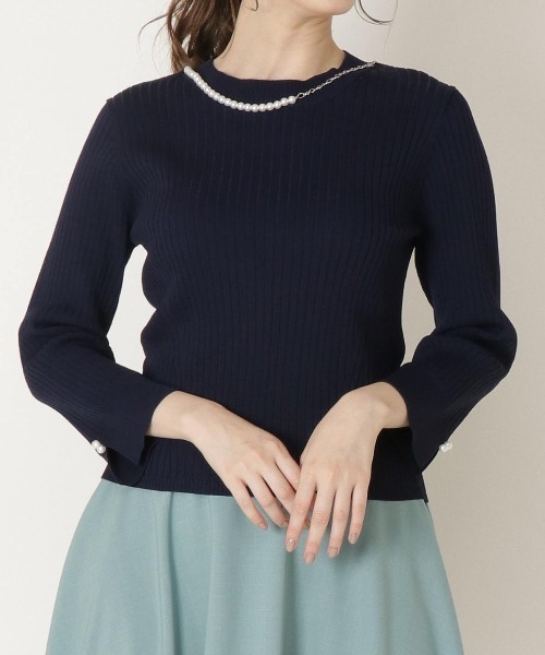 WILLSELECTION - ウィルセレクション 深キョン 着用 肩フリル パール付き ニット ♡ウィルセレクション ♡ 深キョン着用 パール ニット グレー