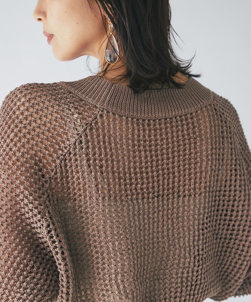 RIVE DROITE(リヴドロワ)の「ハリヌキメッシュVネックカーディガン(カーディガン/ボレロ・レディース・グリーン/モカ・FREE)」の12枚目の写真