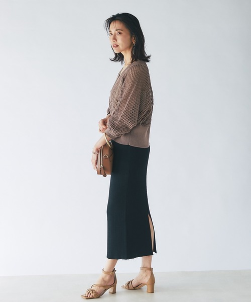 RIVE DROITE(リヴドロワ)の「ハリヌキメッシュVネックカーディガン(カーディガン/ボレロ・レディース・グリーン/モカ・FREE)」の13枚目の写真