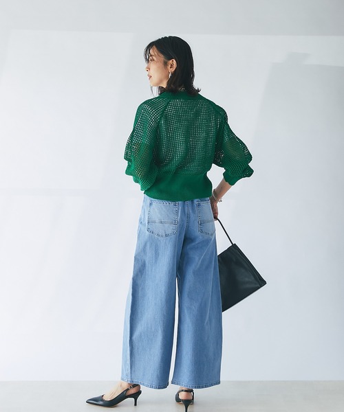 RIVE DROITE(リヴドロワ)の「ハリヌキメッシュVネックカーディガン(カーディガン/ボレロ・レディース・グリーン/モカ・FREE)」の16枚目の写真