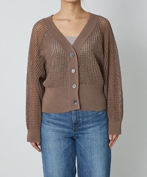 RIVE DROITE(リヴドロワ)の「ハリヌキメッシュVネックカーディガン(カーディガン/ボレロ・レディース・グリーン/モカ・FREE)」の17枚目の写真