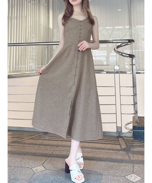 フロントボタンレイヤードコンビネゾン 