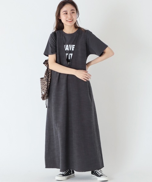 JOURNAL STANDARD relume(ジャーナルスタンダード レリューム)の「リネンコットンカットオフVネックワンピース(ジャンパースカート・レディース・グレー・FREE)」の1枚目の写真