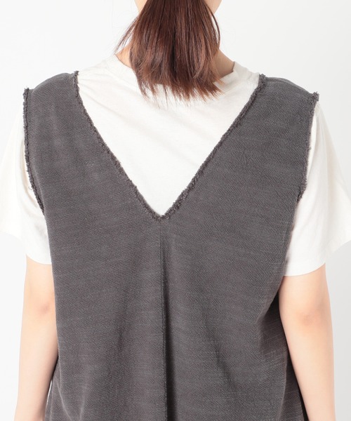 JOURNAL STANDARD relume(ジャーナルスタンダード レリューム)の「リネンコットンカットオフVネックワンピース(ジャンパースカート・レディース・グレー・FREE)」の3枚目の写真