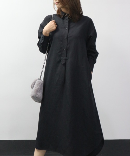 aunt lily（アントリリー）の「テンセルリネンシャツワンピース