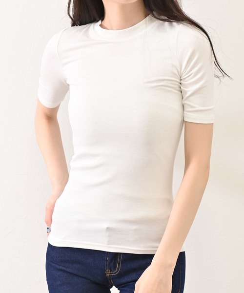BULLISH(ブリッシュ)の「BULLISH(ブリッシュ) 五分袖 クルーネックTシャツ(Tシャツ/カットソー・レディース・ホワイト/ブラック/ライム・FREE)」の2枚目の写真