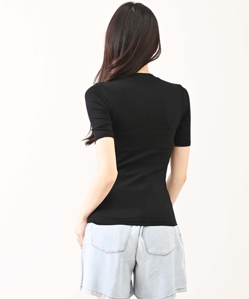 BULLISH(ブリッシュ)の「BULLISH(ブリッシュ) 五分袖 クルーネックTシャツ(Tシャツ/カットソー・レディース・ホワイト/ブラック/ライム・FREE)」の21枚目の写真