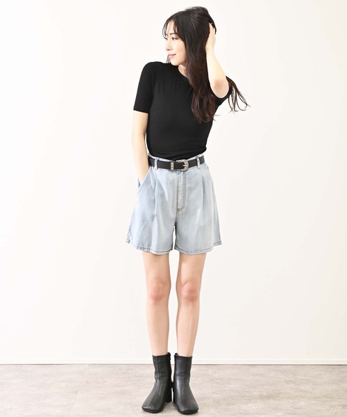 BULLISH(ブリッシュ)の「BULLISH(ブリッシュ) 五分袖 クルーネックTシャツ(Tシャツ/カットソー・レディース・ホワイト/ブラック/ライム・FREE)」の22枚目の写真