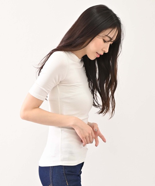 BULLISH(ブリッシュ)の「BULLISH(ブリッシュ) 五分袖 クルーネックTシャツ(Tシャツ/カットソー・レディース・ホワイト/ブラック/ライム・FREE)」の14枚目の写真