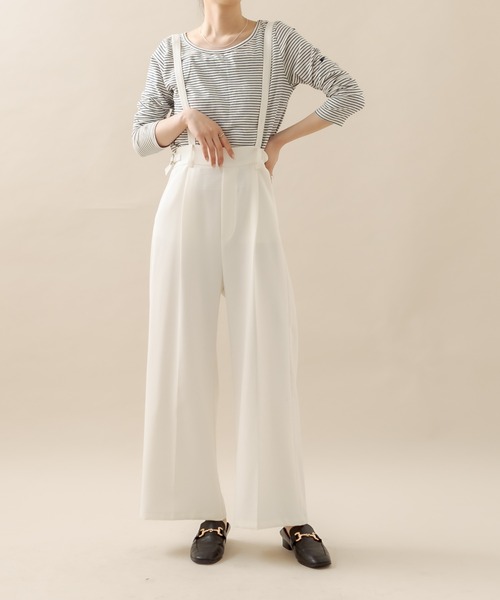 mline（エムライン）の「[mline] ハイウエストサスペンダーパンツ（その他パンツ・レディース・オフホワイト/ベージュ/ブラック・1/2）」の4枚目の写真