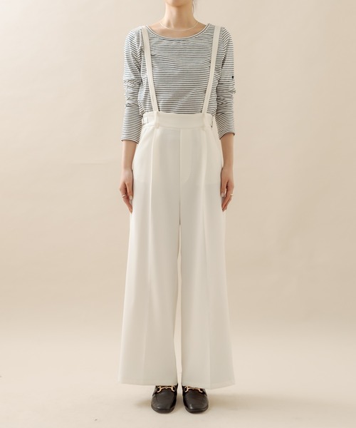 mline（エムライン）の「[mline] ハイウエストサスペンダーパンツ（その他パンツ・レディース・オフホワイト/ベージュ/ブラック・1/2）」の14枚目の写真