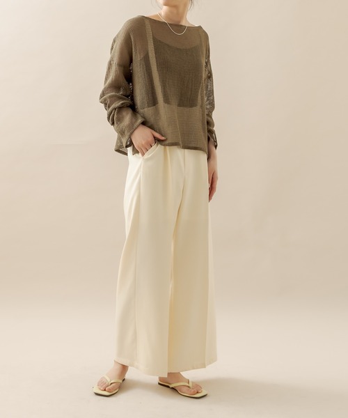 mline（エムライン）の「[mline] ハイウエストサスペンダーパンツ（その他パンツ・レディース・オフホワイト/ベージュ/ブラック・1/2）」の11枚目の写真