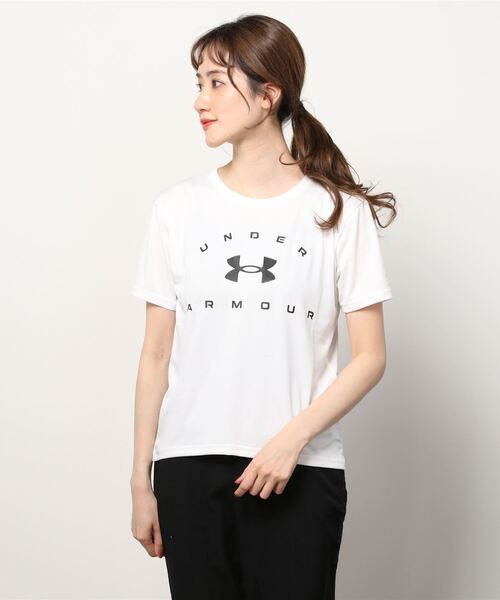UNDER ARMOUR（アンダーアーマー）の「アンダーアーマー  UA Tech Wordmark Graphic Tee（Tシャツ/カットソー・レディース・ブラック/ピンク/ホワイト・M/XL/S/L）」の2枚目の写真