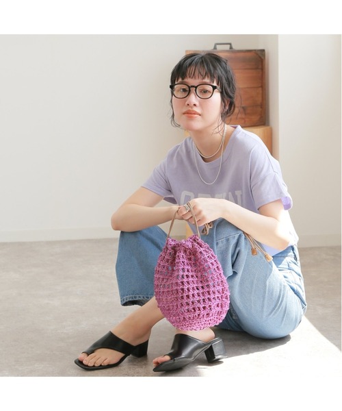 The Bagmati（ザバグマティ）の「【BAGMATI/バグマティ】 カゴポシェット（かごバッグ・レディース・ネイビー/ブラウン/イエロー/ピンク・FREE）」の20枚目の写真