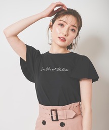 フリル袖ロゴTシャツ