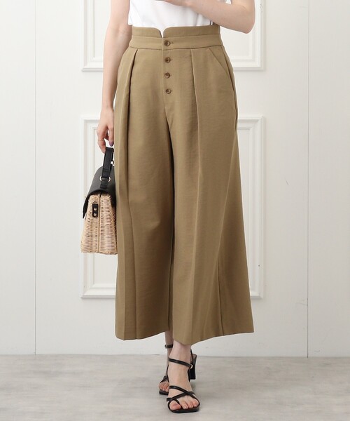 couture brooch(クチュールブローチ)の「◆【さらり、軽やかワイドパンツ】洗える/リネンライ センタープレスワイドパンツ(その他パンツ・レディース・ライトベージュ/キャメル/ネイビー・38/36/40/42)」の3枚目の写真