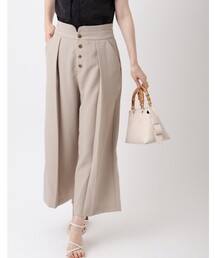 couture brooch | 【さらり、軽やかワイドパンツ】洗える/リネンライ　センタープレスワイドパンツ(その他パンツ)