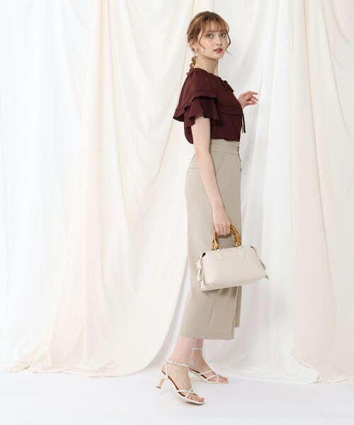couture brooch(クチュールブローチ)の「◆【さらり、軽やかワイドパンツ】洗える/リネンライ センタープレスワイドパンツ(その他パンツ・レディース・ライトベージュ/キャメル/ネイビー・38/36/40/42)」の16枚目の写真
