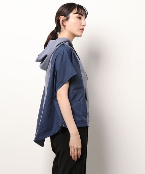 179/WG（イチナナキュウダブルジー）の「ドッキング ショートスリーブ フーディ（パーカー・レディース・パープル/オフホワイト/ブルー・FREE）」の4枚目の写真